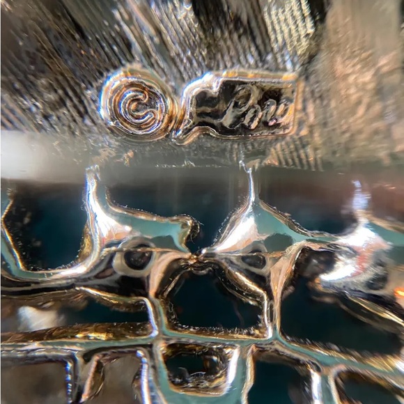 Vintage CORO brooch Rhinestone Leaf Aurora borealis gold tone silver signed - Picture 3 of 6